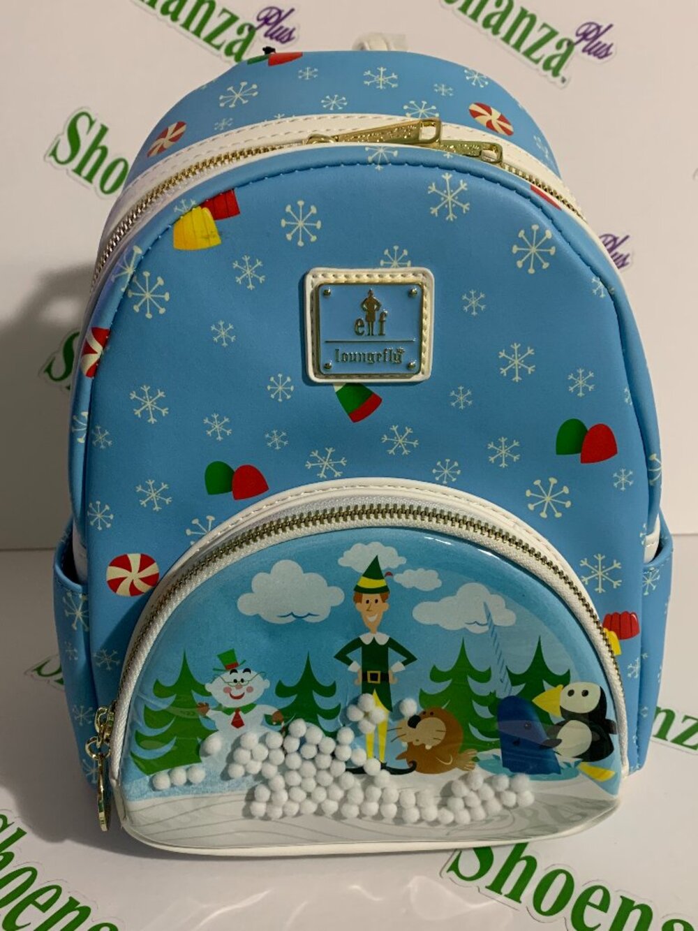 Loungefly Mini Backpack Elf Buddy Snowball Fight Sweets Christmas Snow Globe Bag
